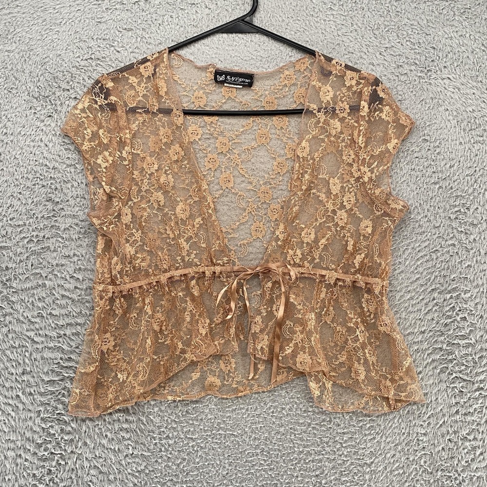 Self Esteem Sheer Lace Y2K Babydoll Top Womens XL Vintage Dainty Feminine Whimsy